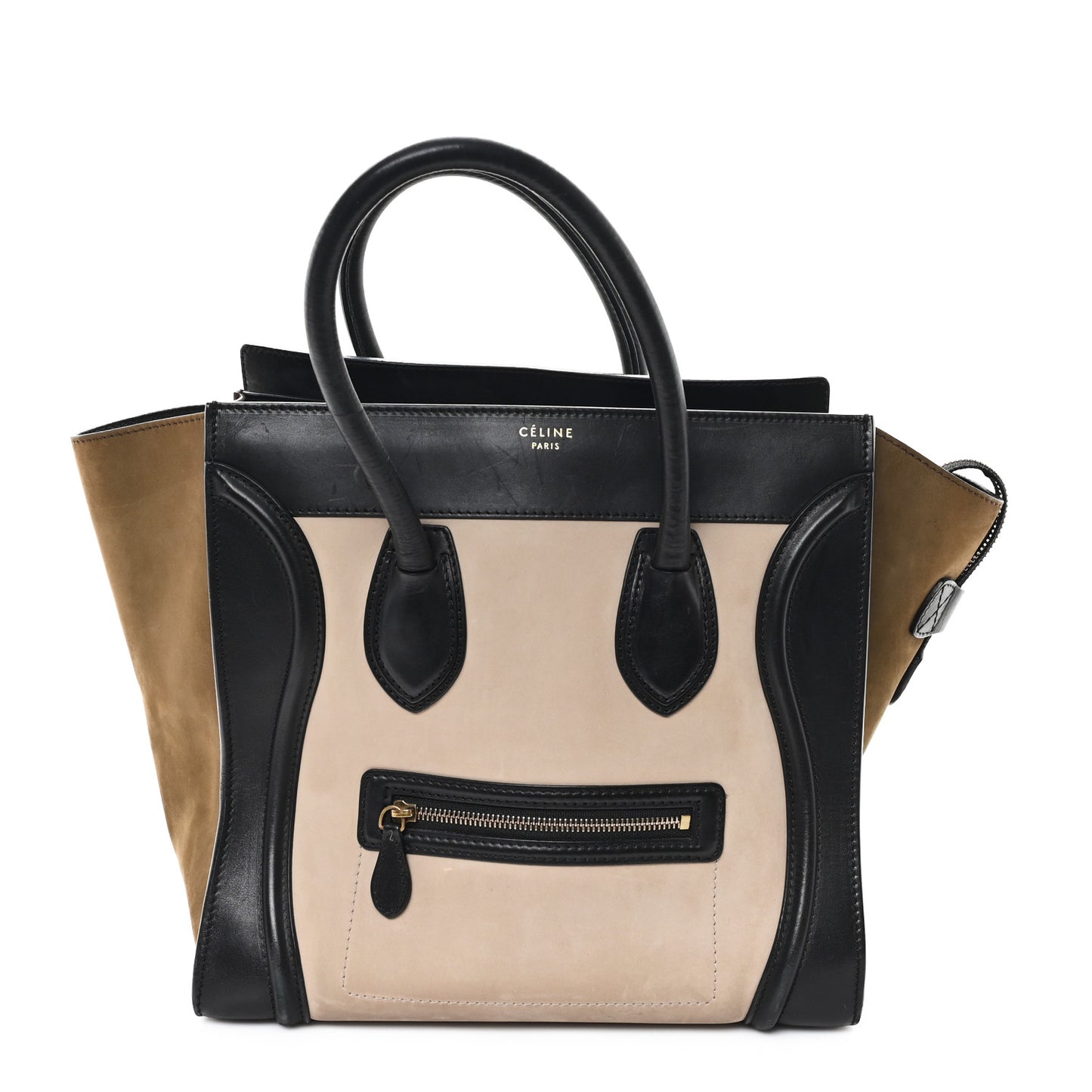 Satin Calfskin Suede Mini Tri-Color Luggage Seashell