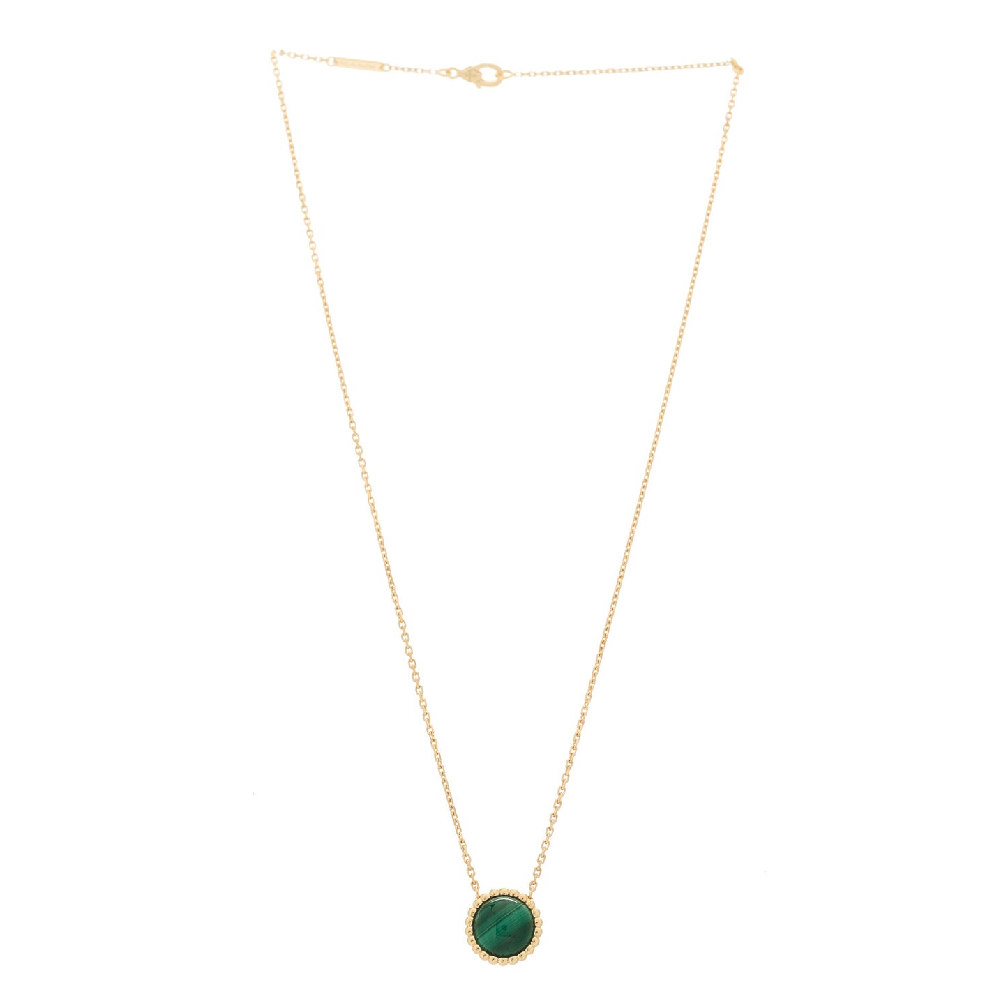 18K Yellow Gold Malachite Perlee Couleurs Pendant Necklace