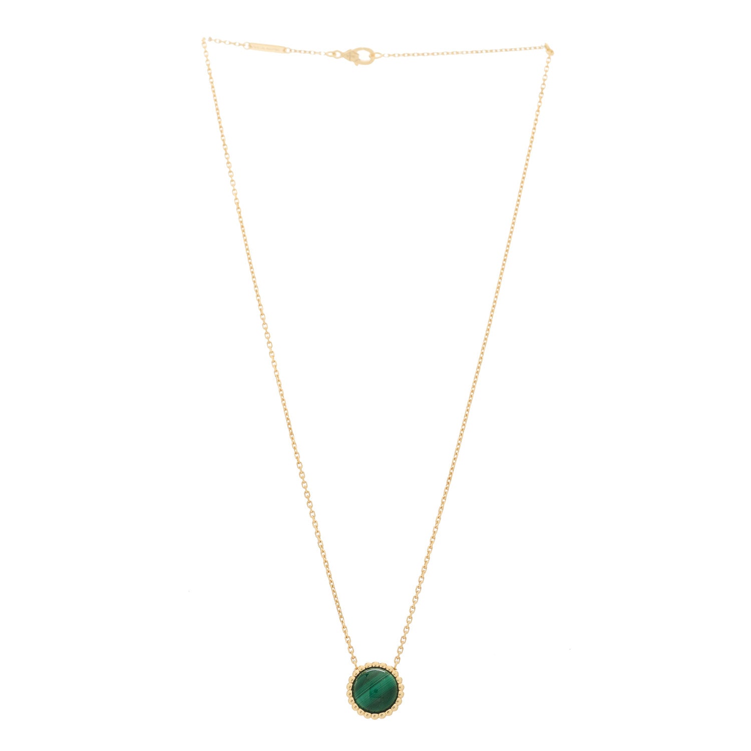 Van Cleef & Arpels 18K Yellow Gold Malachite Perlee Couleurs Pendant Necklace 3 of 6