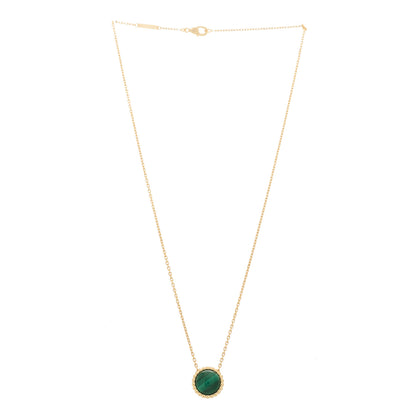 Van Cleef & Arpels 18K Yellow Gold Malachite Perlee Couleurs Pendant Necklace 3 of 6