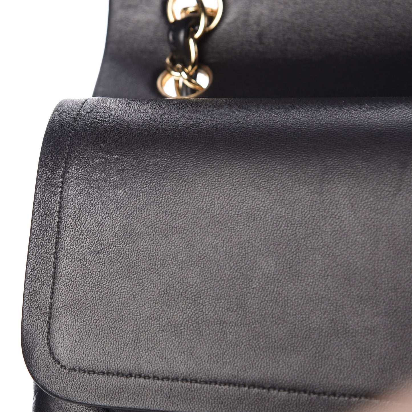 Lambskin Quilted Jumbo Double Flap Black