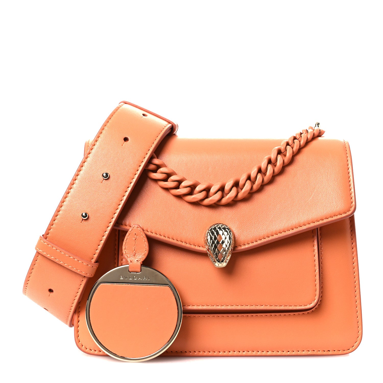 Bulgari Calfskin Serpenti Forever Maxi Chain Crossbody Bag Orange 3 of 11