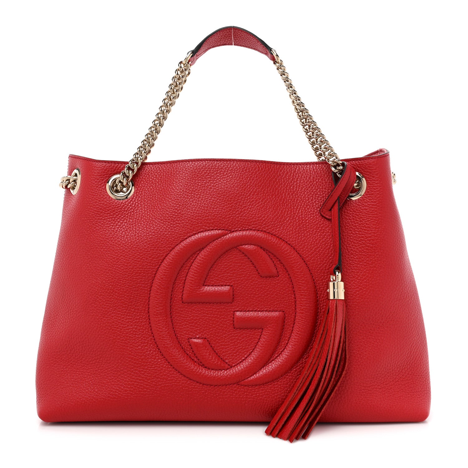 Gucci Pebbled Calfskin Medium Soho Chain Shoulder Bag Tabasco Red 1 of 9