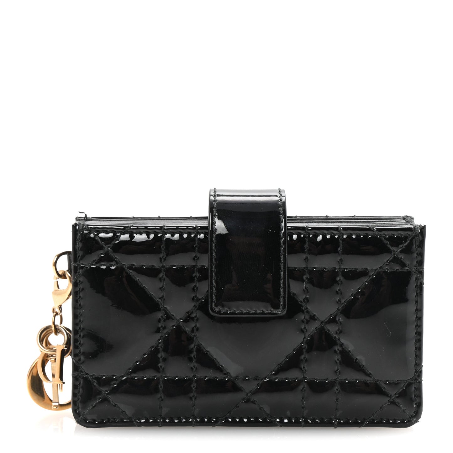 Patent Cannage Lady Dior 5-Gusset Card Holder Black
