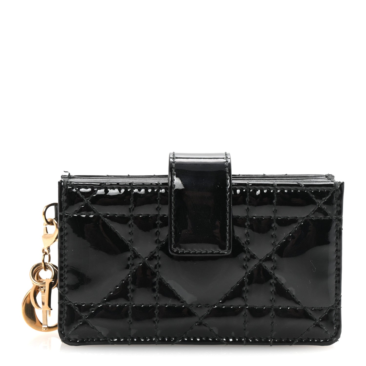 Christian Dior Patent Cannage Lady Dior 5-Gusset Card Holder Black 1 of 7