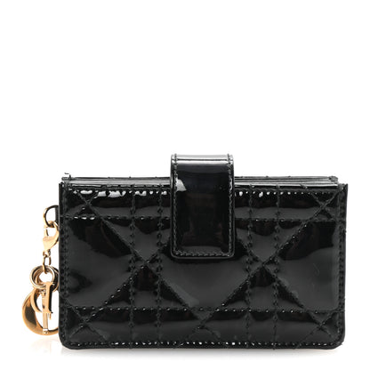 Christian Dior Patent Cannage Lady Dior 5-Gusset Card Holder Black 1 of 7