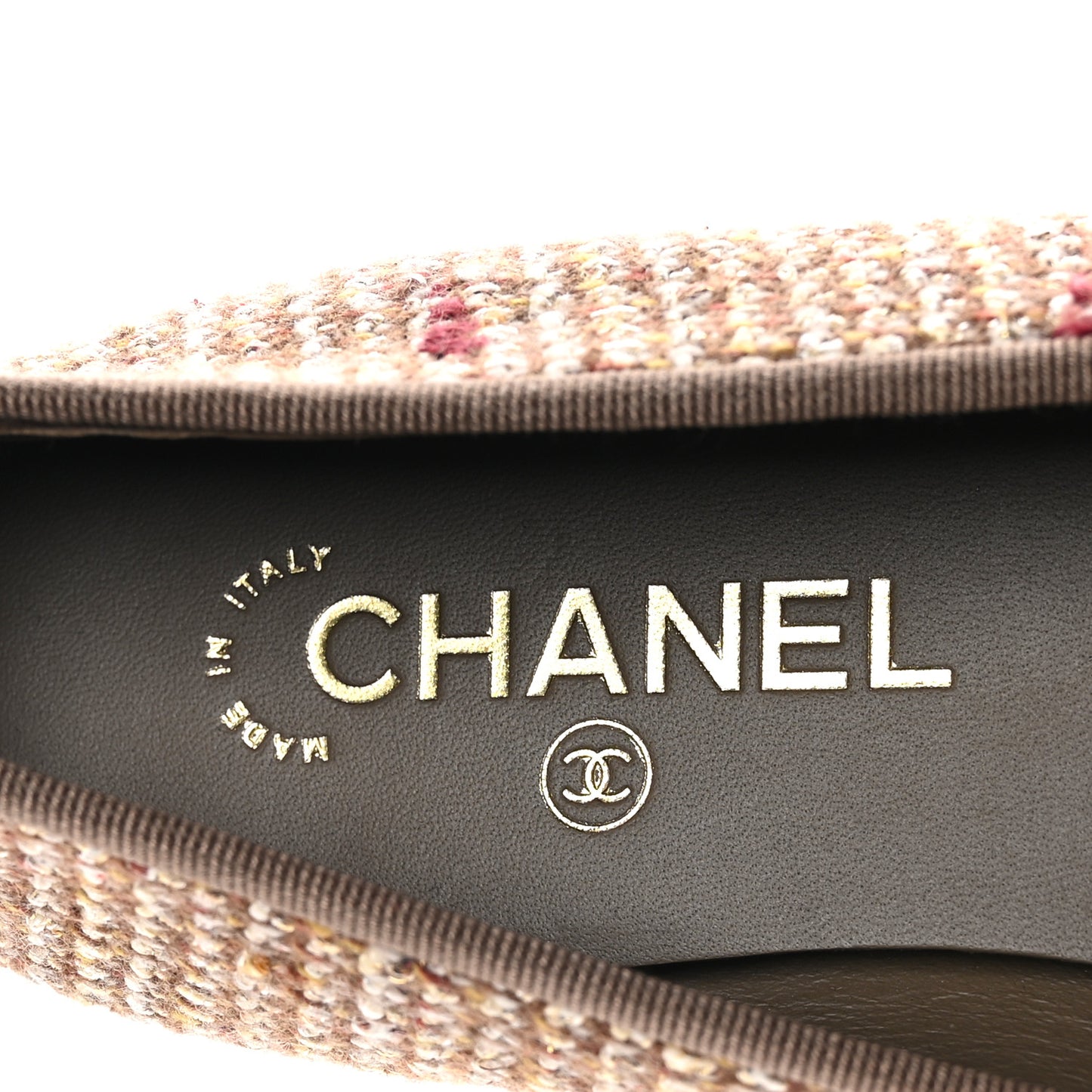 Tweed Grosgrain Cap Toe Ballerina Flats 41 Black Brown Multicolor