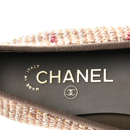 Chanel Tweed Grosgrain Cap Toe Ballerina Flats 41 Black Brown Multicolor 8 of 9