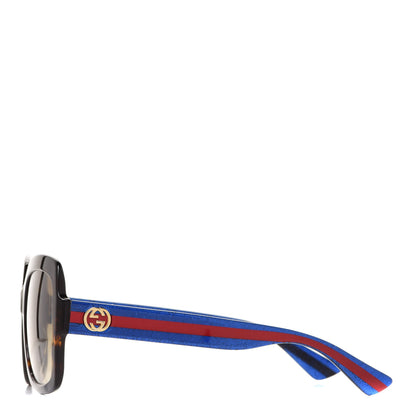 Gucci Acetate Square Frame Web Glitter Sunglasses GG0036S Brown Blue 3 of 7