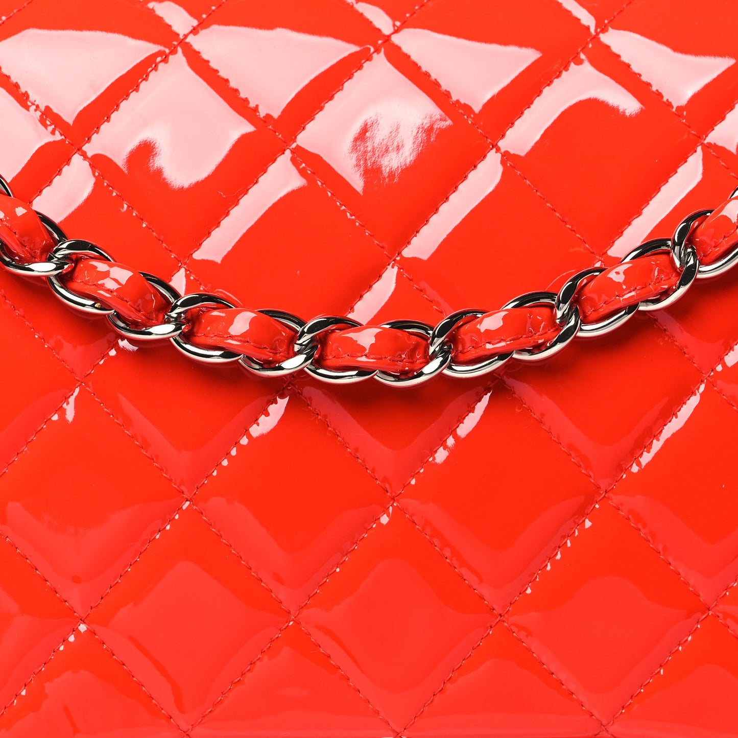 Patent Quilted Maxi Double Flap Red