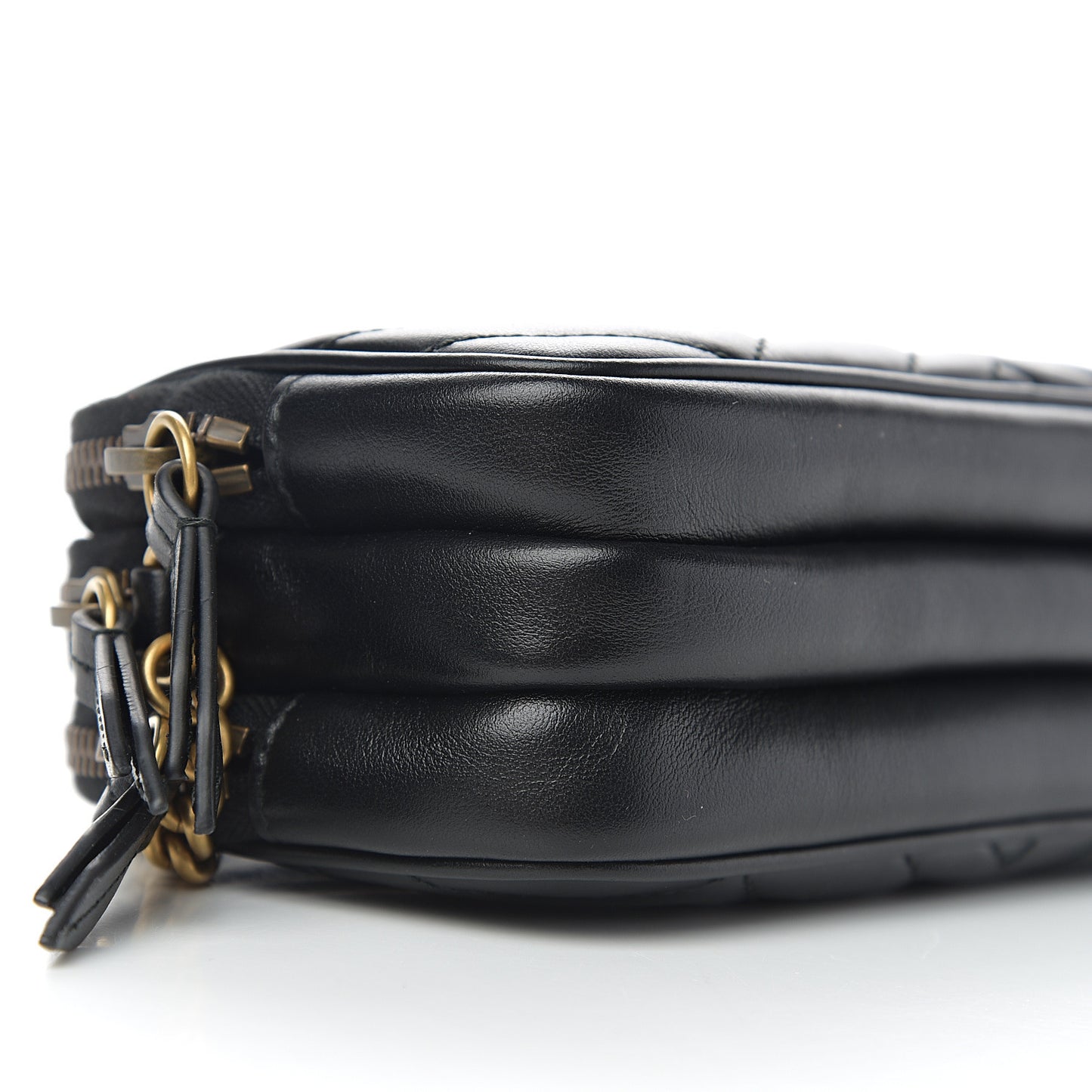 Calfskin Matelasse Mini GG Marmont Chain Crossbody Bag Black