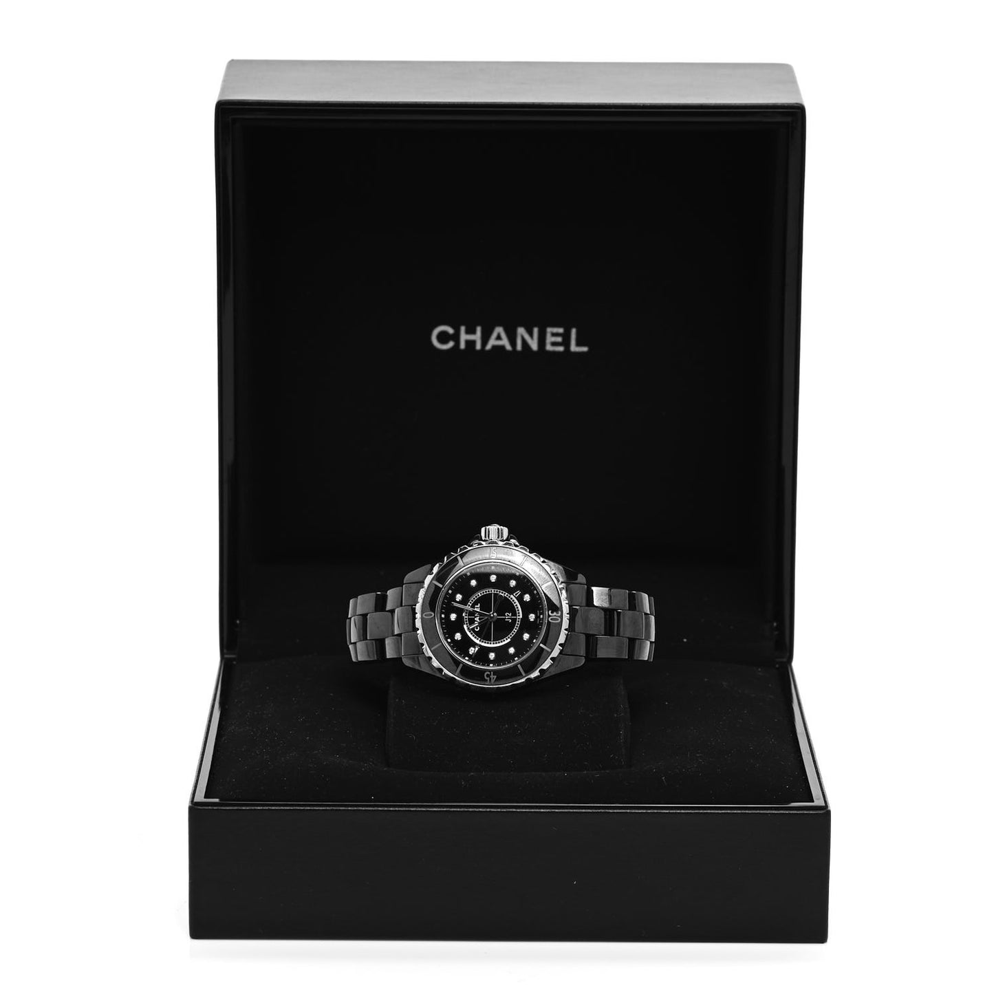 Stainless Steel Ceramic Diamond 33mm J12 Quartz Watch Black