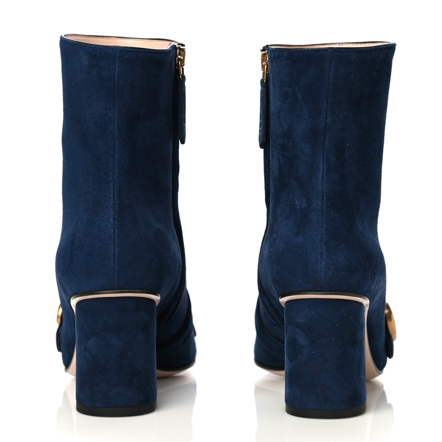 Kid Scamosciato GG Marmont Fringe 75mm Ankle Boots 37 Blue Ink
