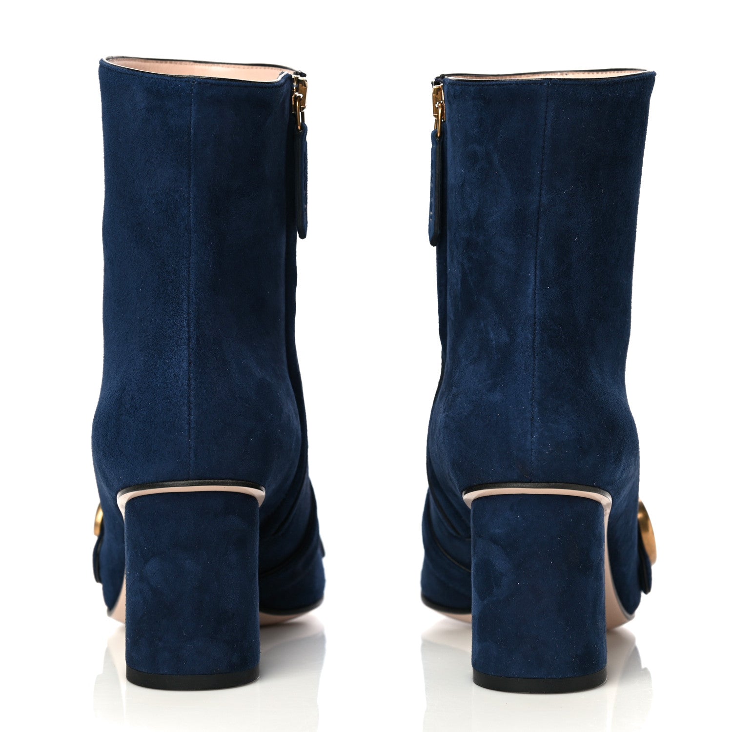 Gucci Kid Scamosciato GG Marmont Fringe 75mm Ankle Boots 37 Blue Ink 5 of 12