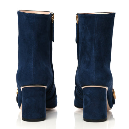Gucci Kid Scamosciato GG Marmont Fringe 75mm Ankle Boots 37 Blue Ink 5 of 12