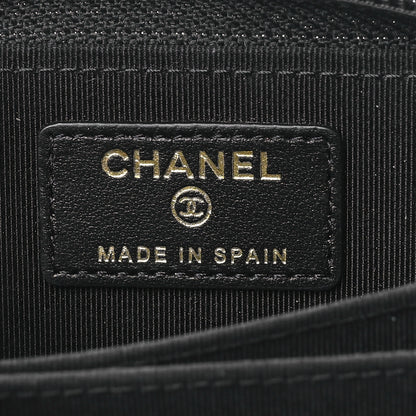 Chanel Caviar Quilted Boy Zip Around Coin Purse Wallet Black 5 of 10