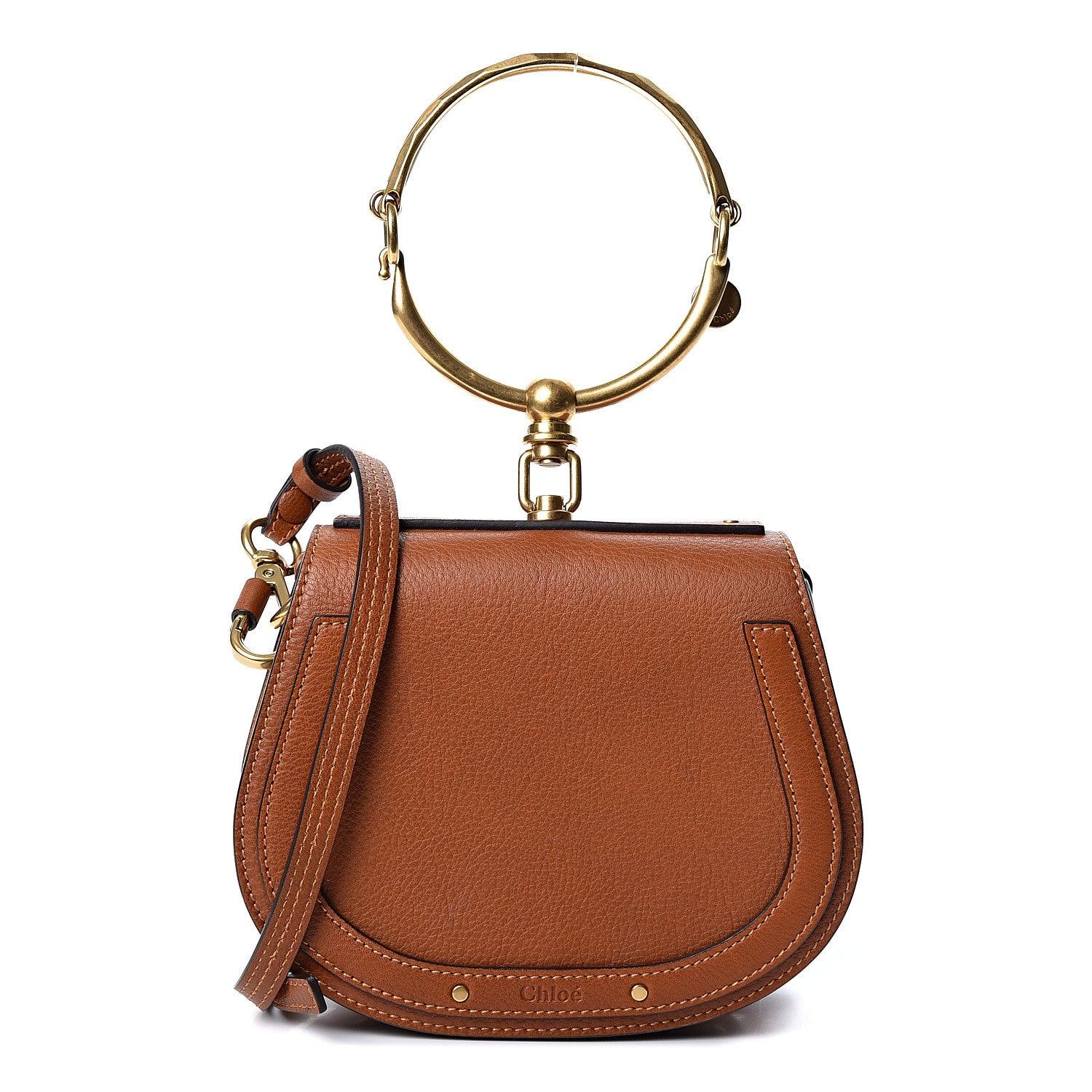 Chloe Calfskin Suede Small Nile Bracelet Bag Caramel 1 of 9