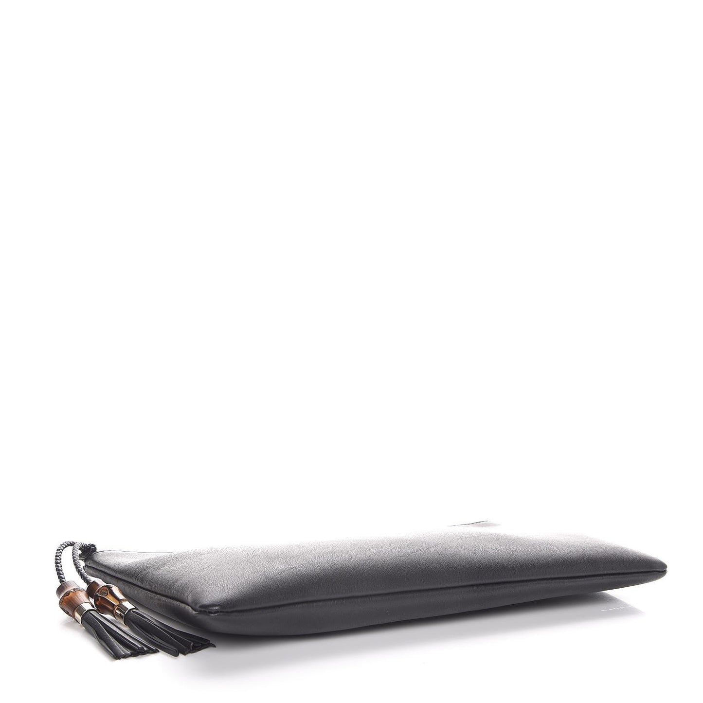 Calfskin Large Bamboo Clutch Black