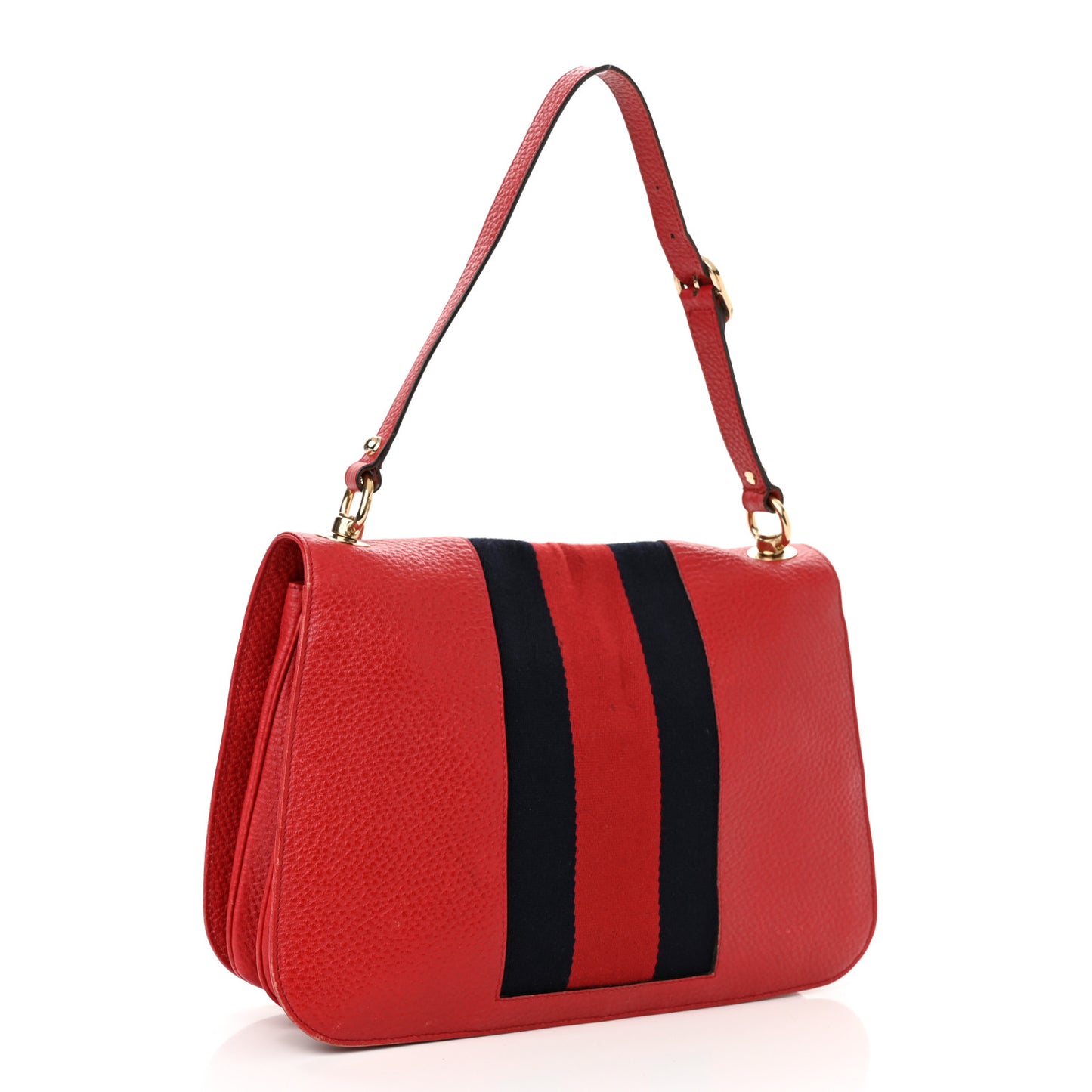 Pebbled Calfskin Web Blondie Hobo Red