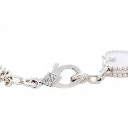Van Cleef & Arpels 18K White Gold Chalcedony 5 Motifs Vintage Alhambra Bracelet 5 of 6