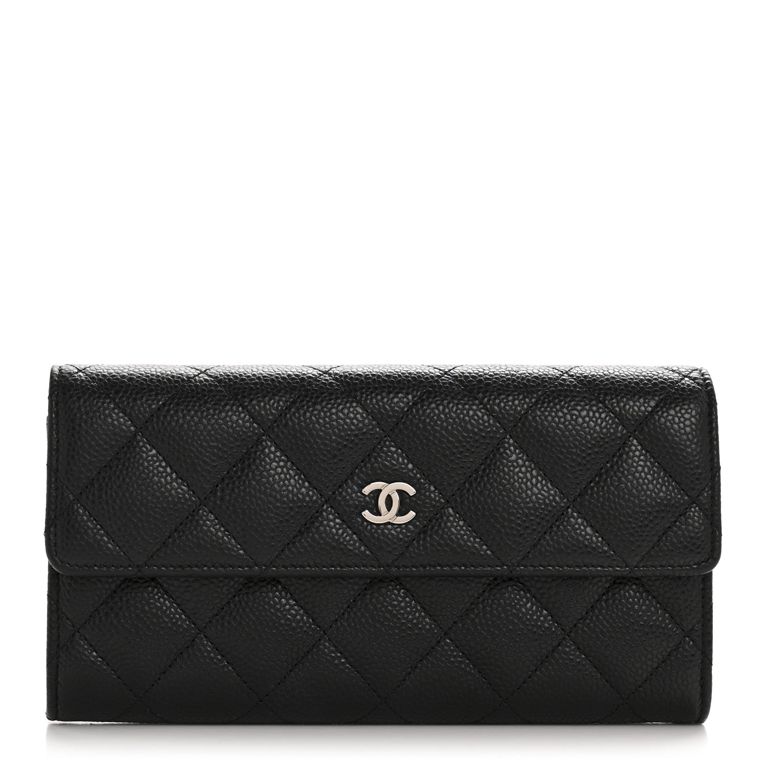 Chanel Caviar Quilted Large Gusset Flap Wallet Black 1 of 11