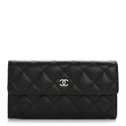 Chanel Caviar Quilted Large Gusset Flap Wallet Black 1 of 11
