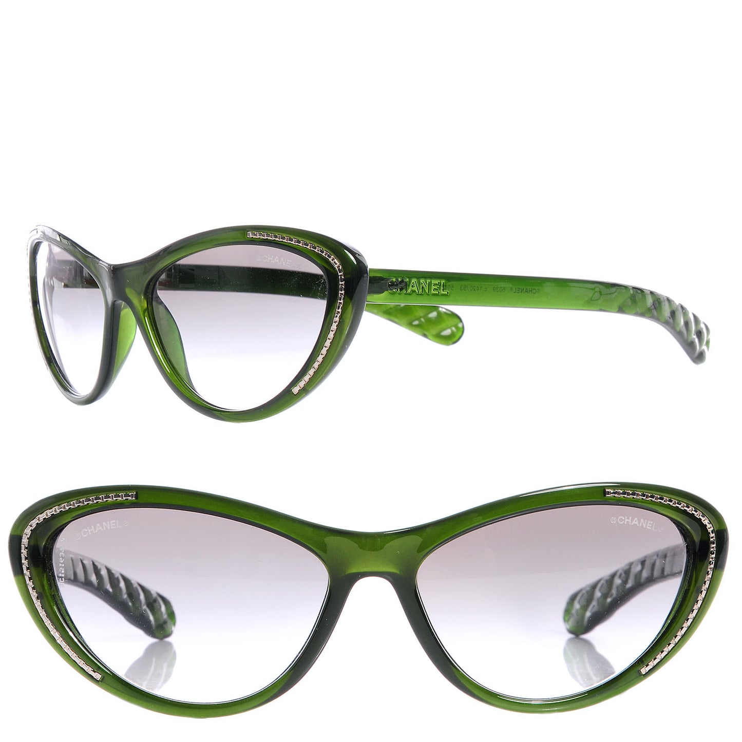 Cat Eye Chain Sunglasses 6039 Green