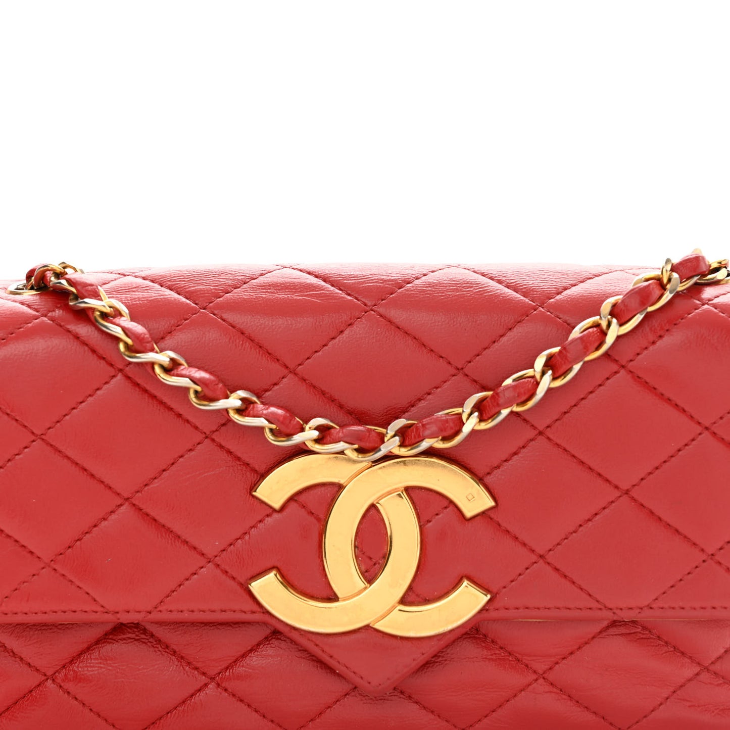 Lambskin Quilted Small Single Flap Red