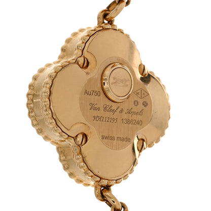 Van Cleef & Arpels 18K Yellow Gold Diamond Mother of Pearl 23mm Alhambra Guilloche Quartz Watch 4 of 5