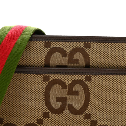 Gucci Monogram Jumbo GG Textured Dollar Calfskin Web Mini Crossbody Bag Camel Ebony New Acero 8 of 11