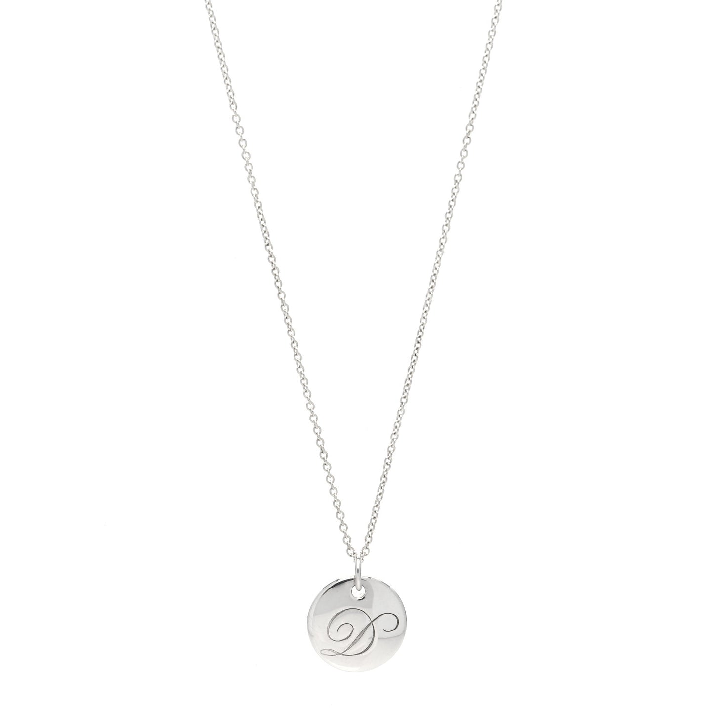 Sterling Silver Letter D Round Pendant Necklace