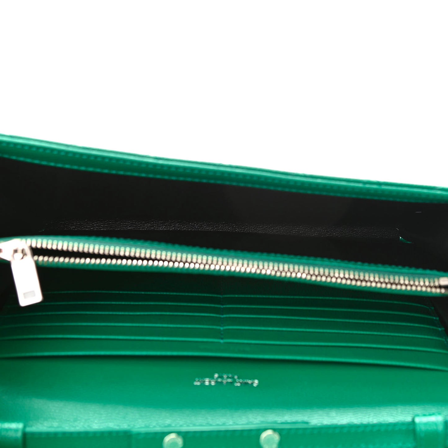 Grain De Poudre Mixed Matelasse Triquilt Monogram Chain Wallet Malachite