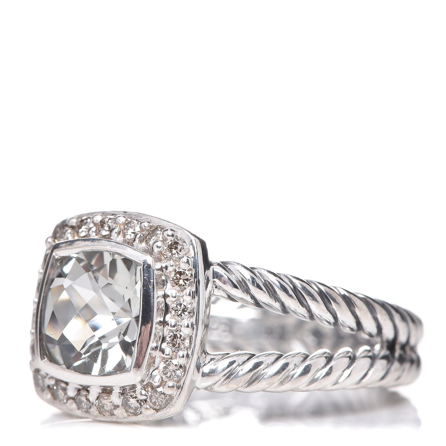 Sterling Silver Diamond Prasiolite 7mm Petite Albion Ring 54 7