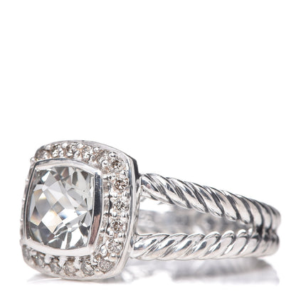 David Yurman Sterling Silver Diamond Prasiolite 7mm Petite Albion Ring 54 7 3 of 5