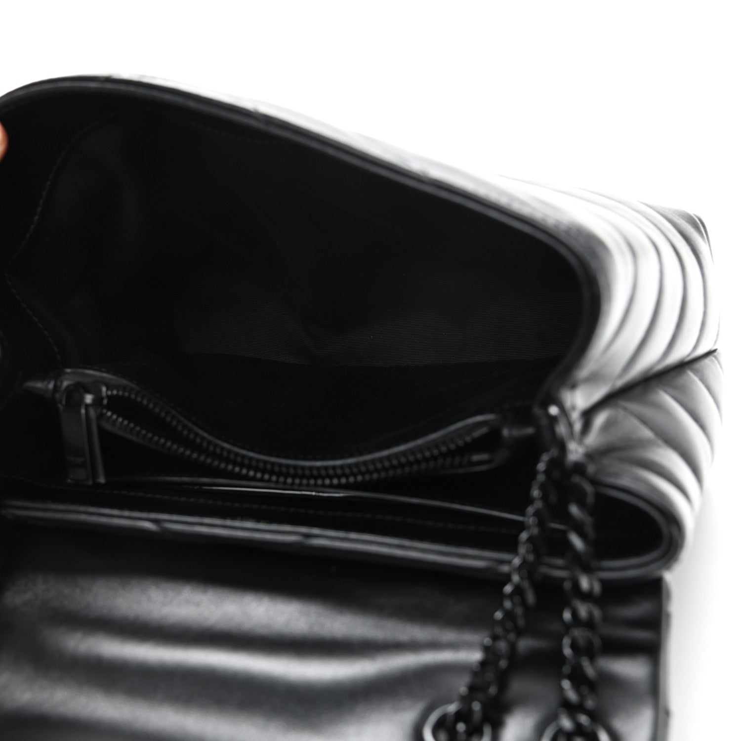 Saint Laurent Calfskin Y Quilted Monogram Small Loulou Chain Satchel Black 4 of 10