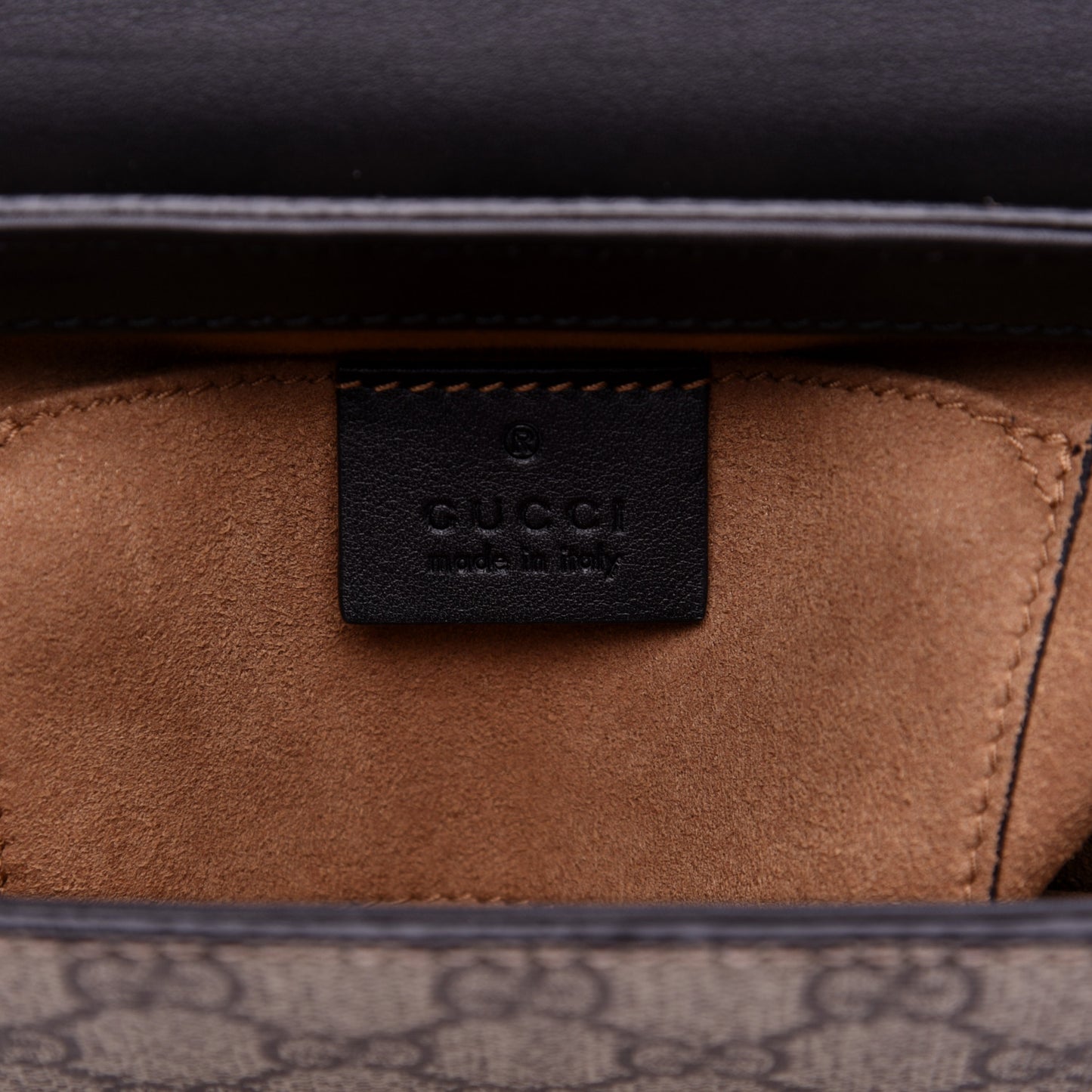 GG Supreme Monogram Calfskin Small Padlock Shoulder Bag Beige Black Cuir