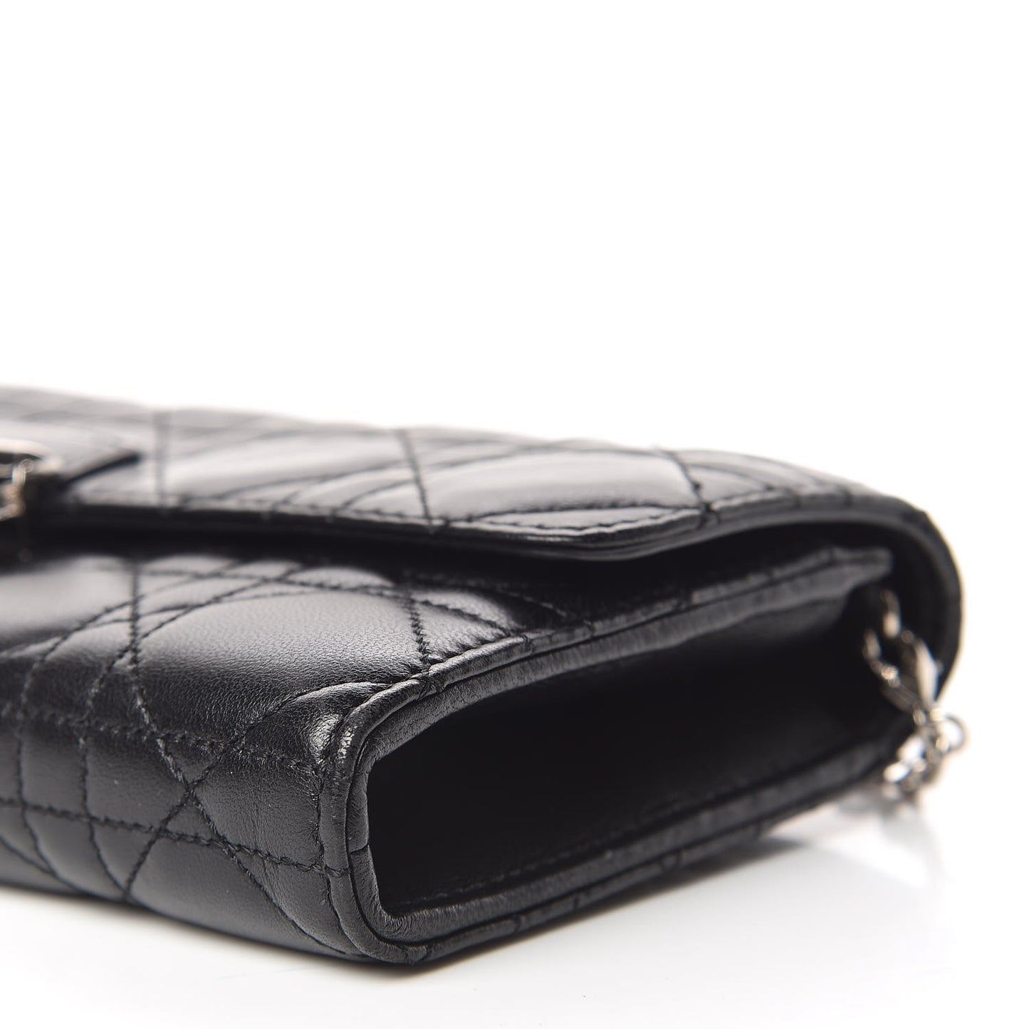 Lambskin Cannage Miss Dior Chain Wallet Black