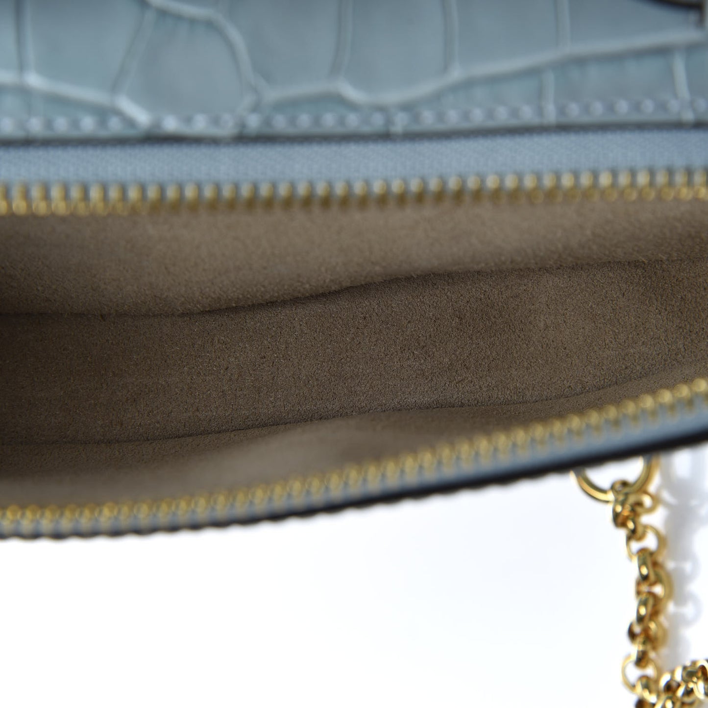 Calfskin Crocodile Embossed Mini C Vanity Bag Faded Blue