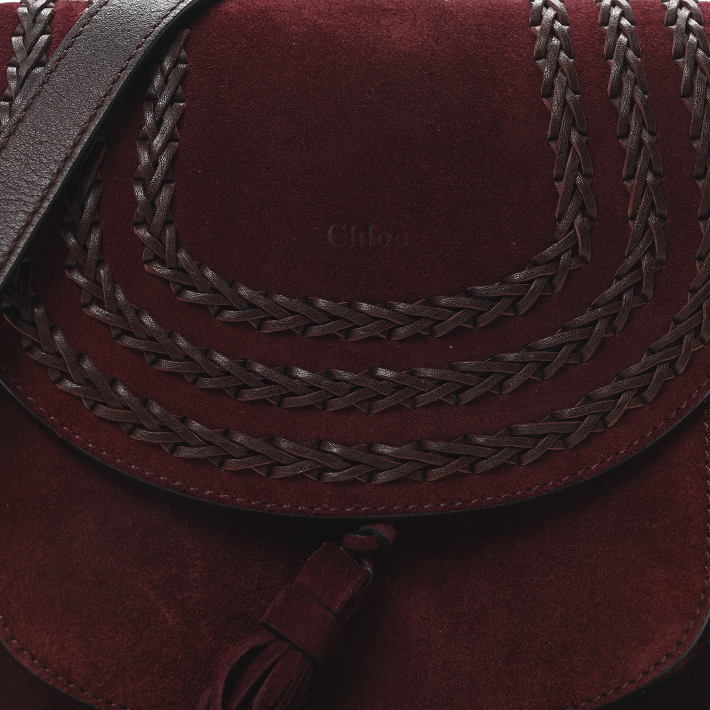 Suede Calfskin Braided Small Hudson Shoulder Bag Sienna Red