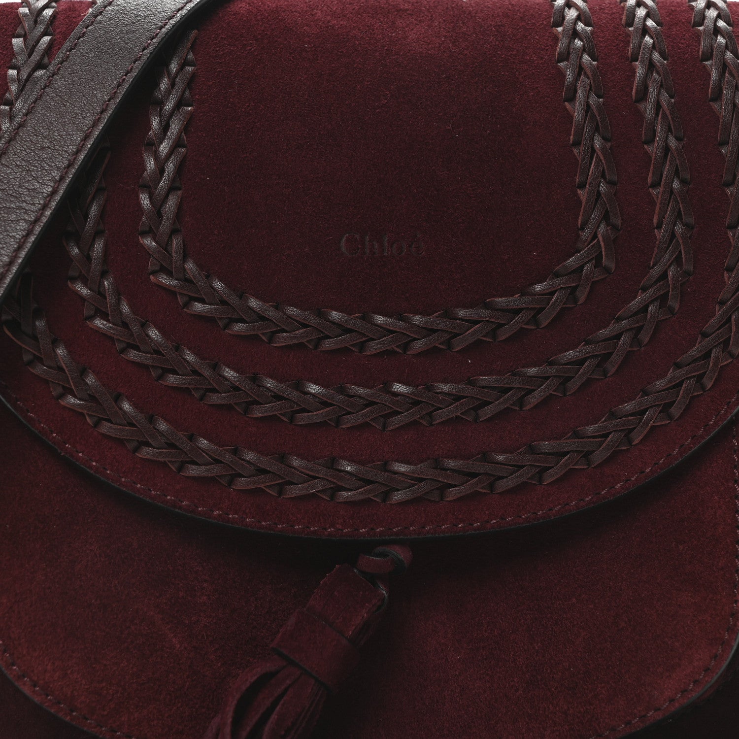 Chloe Suede Calfskin Braided Small Hudson Shoulder Bag Sienna Red 7 of 9