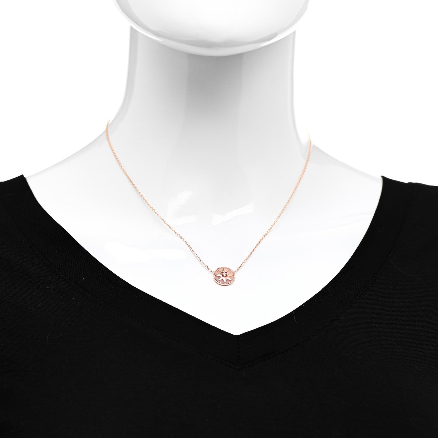 Christian Dior 18K Rose Gold Diamond Pink Opal Rose Des Vents Necklace 2 of 6