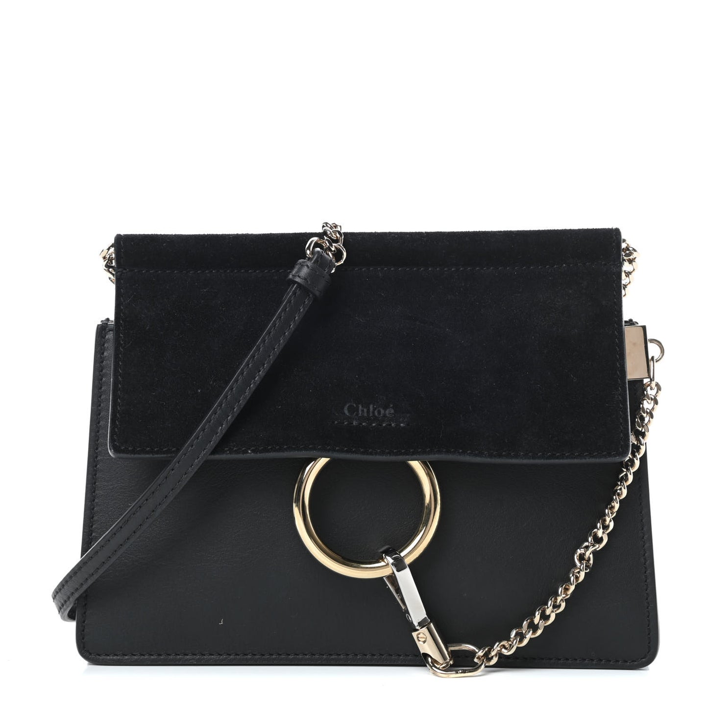Calfskin Suede Mini Chain Faye Shoulder Bag Black