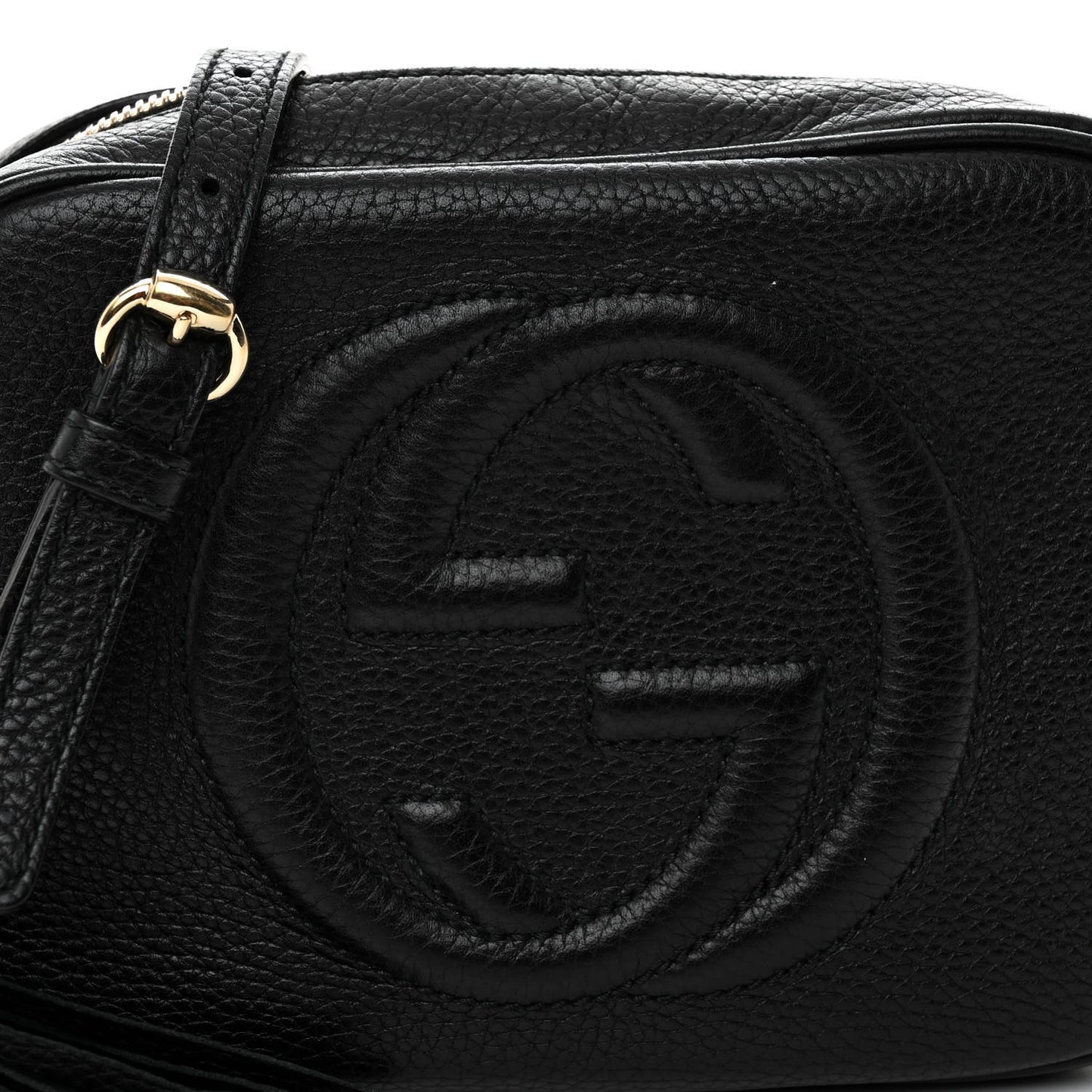 Pebbled Calfskin Small Soho Disco Bag Black