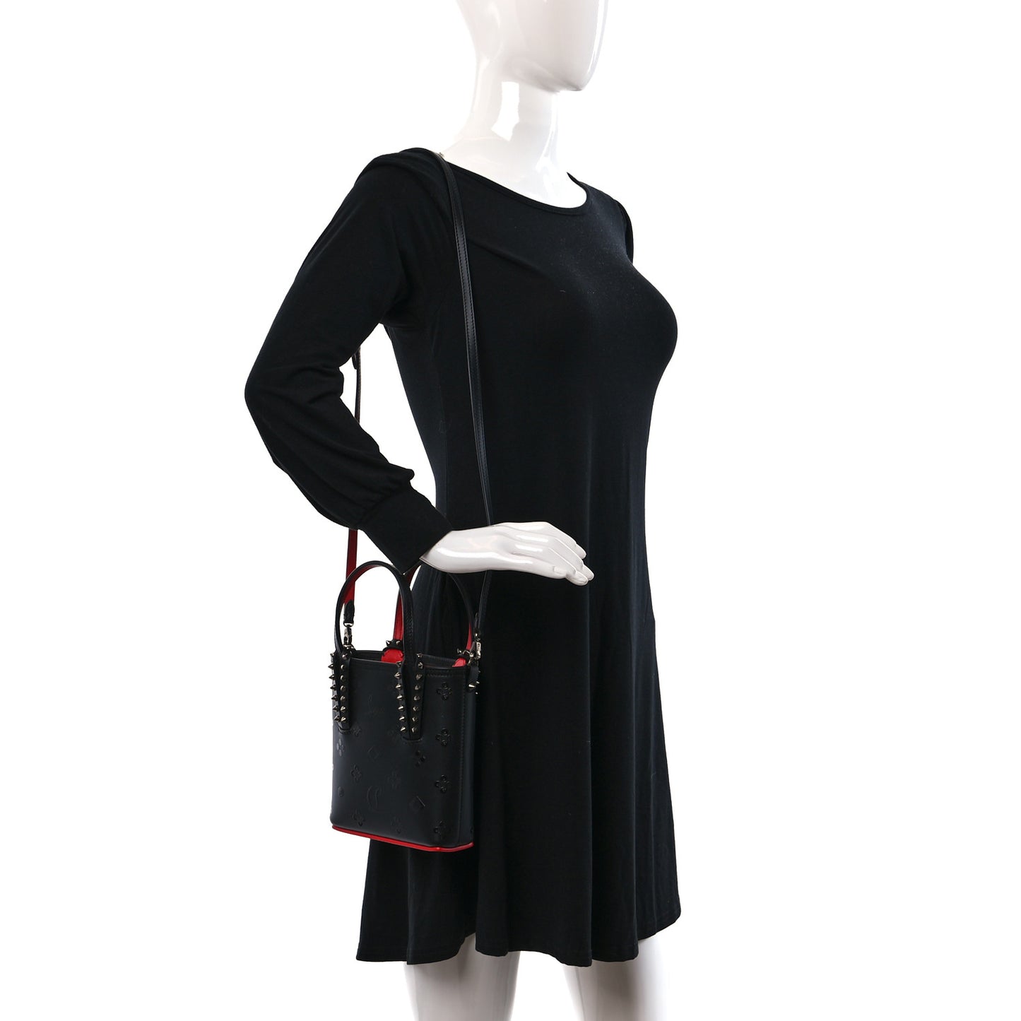 Calfskin Spikes Mini North South Cabata Tote Black