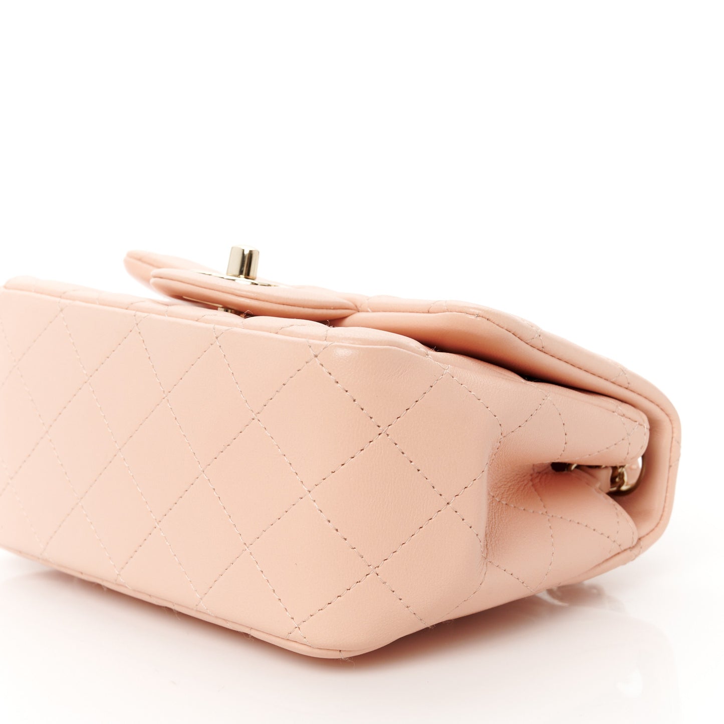 Lambskin Quilted Mini Square Flap Light Pink