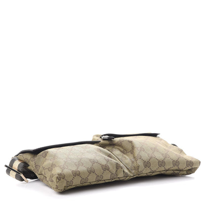Gucci GG Monogram Web Double Pocket Belt Bag Green Dark Brown 4 of 11