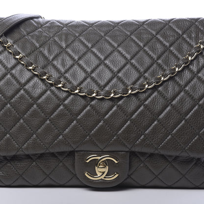 Chanel Metallized Calfskin Quilted XXL Travel Flap Bag Khaki 10 of 11