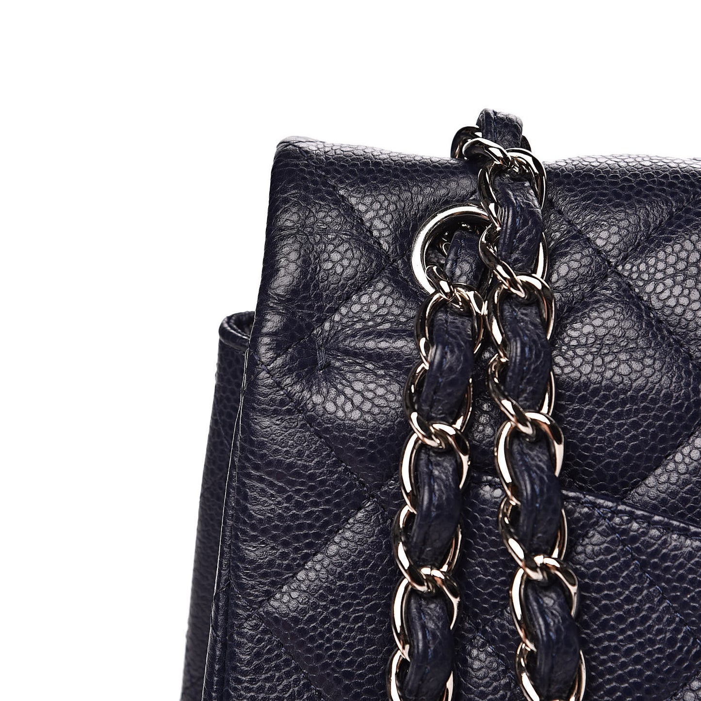 Caviar Quilted Maxi Double Flap Navy Blue
