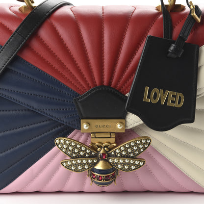Gucci Calfskin Bamboo Trapuntata Queen Margaret Top Handle Bag Blue Agata Hibiscus Red Mystic White Sugar Pink 11 of 11