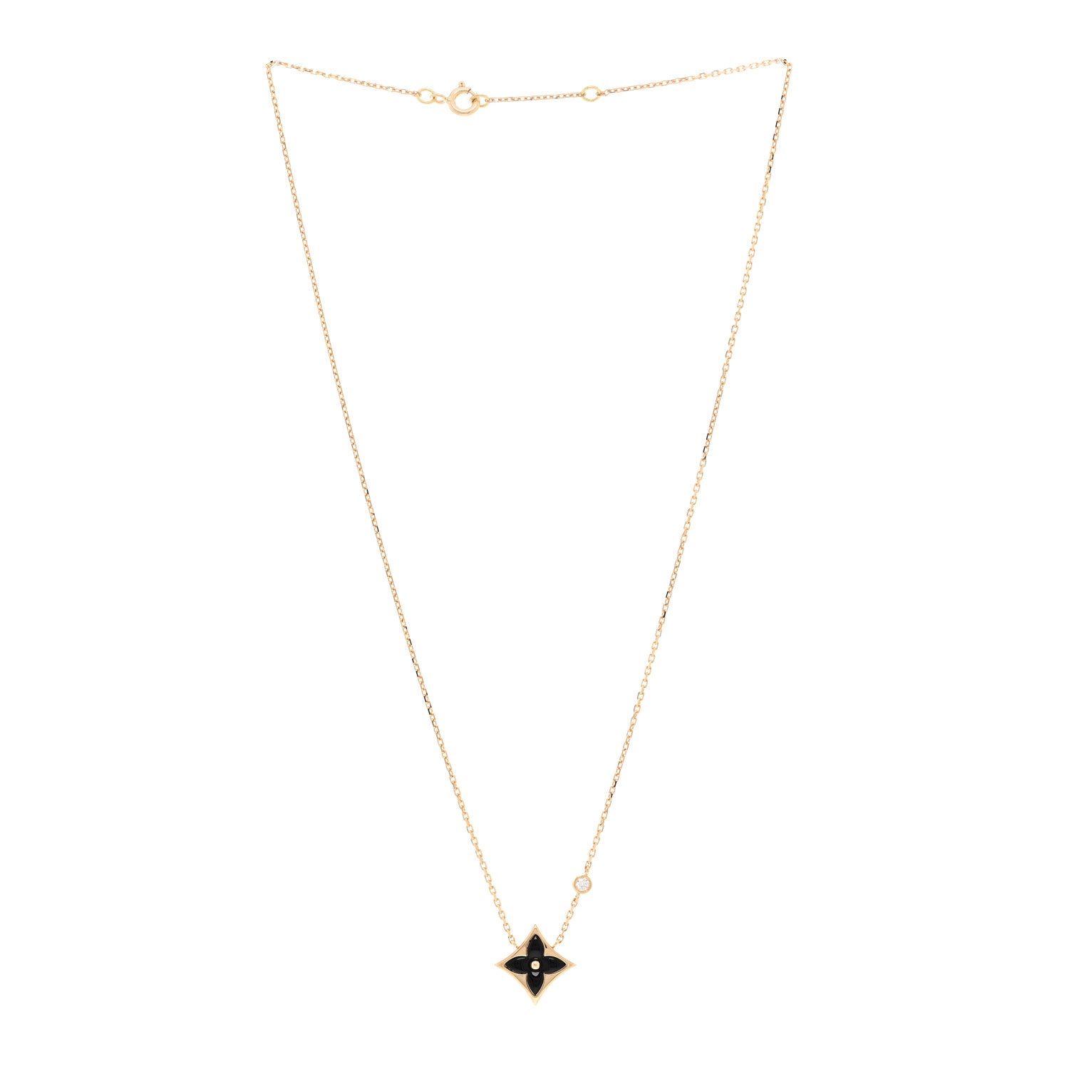 Louis Vuitton 18K Yellow Gold Diamond Black Onyx Color Blossom BB Star Pendant Necklace 3 of 6
